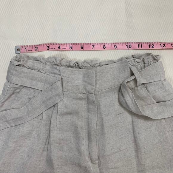 H&M Beige Linen Paperbag Belted Shorts - Picture 3 of 8